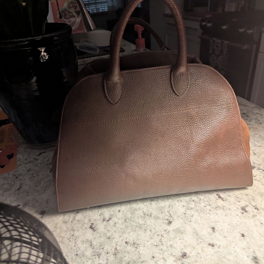 Brown Leather Satchel with Classic Dome Shape